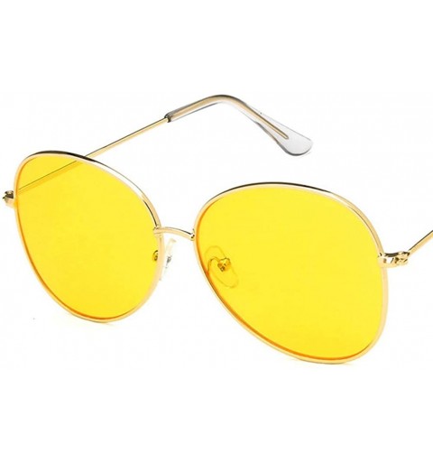 Oval Unisex Sunglasses Retro Gold Grey Drive Holiday Oval Non-Polarized UV400 - Gold Yellow - CG18RLG5KUS $9.09