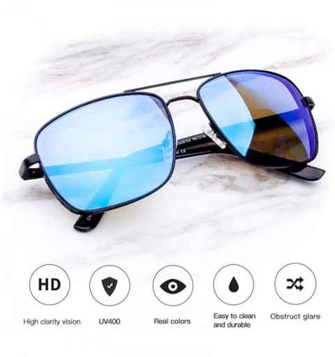 Aviator Retro Sunglasses Men Sun Glasses For Fishing Square Glasses Fashion Blue - Brown - C618YZWWX2R $12.12