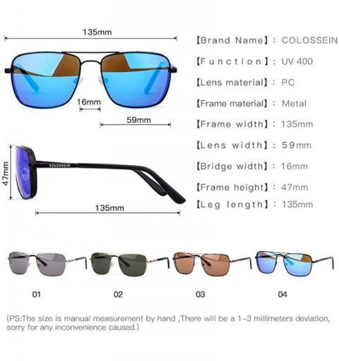 Aviator Retro Sunglasses Men Sun Glasses For Fishing Square Glasses Fashion Blue - Brown - C618YZWWX2R $12.12