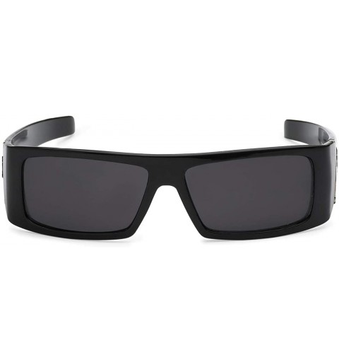 Rectangular 9058 Black Sunglasses - Authentic Gangster Rectangular Dark Maddogger Shades - C618AEKONOR $8.35