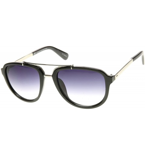 Aviator Retro Dapper Euro Fashion Roadster Square Aviator Sunglasses - Black Lavender - CO11V1ZRNHD $8.80