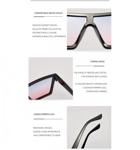 Oversized Women and Men Trendy Big Frame Meter Nail Sunglasses Fashion Siamese Square Sunglasses - Gray - CI198DRQIYQ $24.05