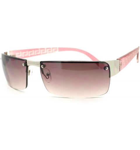 Rimless Mens Narrow Rectangular Rimless Luxury Designer Fashion Sunglasses - Silver Pink - CT11YLG30OJ $8.93