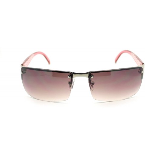 Rimless Mens Narrow Rectangular Rimless Luxury Designer Fashion Sunglasses - Silver Pink - CT11YLG30OJ $8.93