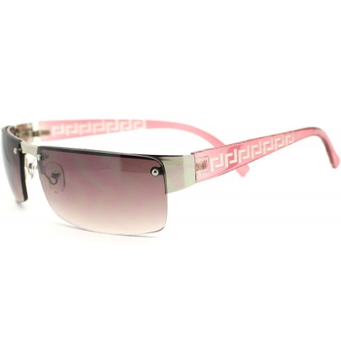 Rimless Mens Narrow Rectangular Rimless Luxury Designer Fashion Sunglasses - Silver Pink - CT11YLG30OJ $8.93