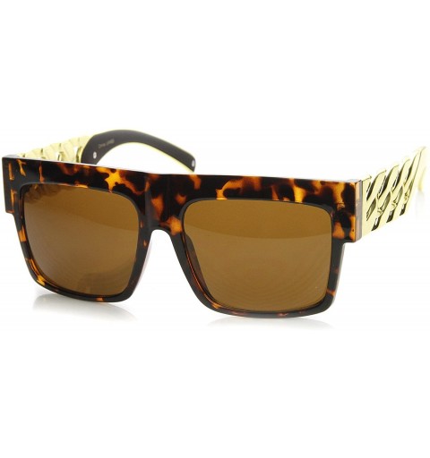 Square Retro Old School Thick Metal Chain Sunglasses - CM11ME2IORZ $10.80