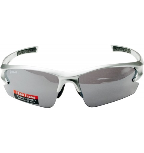 Wrap CLEARANCE!!! JM60 Sunglasses UV400 Lens for Baseball - Softball - Cycling - Golf - and All Active Sports - Silver - CQ11...