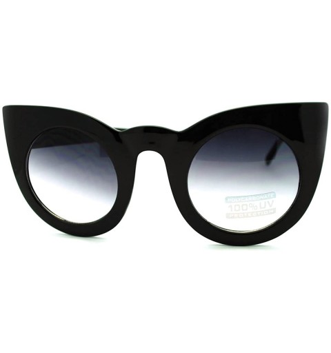 Round Oversized Round Cateye Sunglasses Womens Vintage Retro Eyewear - Black (Smoke) - C2188CSM07O $8.56