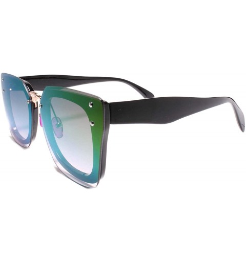Square Designer Elegant Upscale Womens Square Gradient Lens Sunglasses - Black / Purple - CQ18U4RI44L $25.20