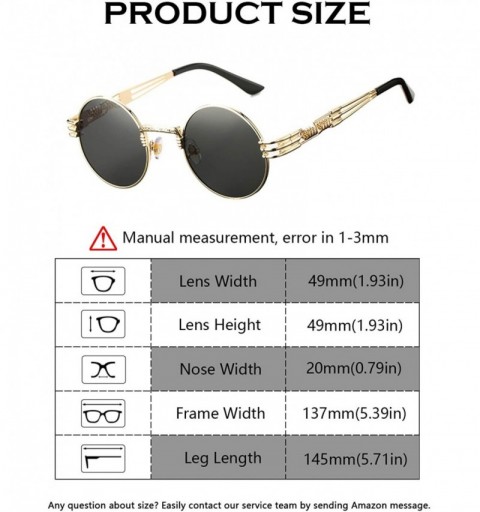 Square Retro Round Steampunk Sunglasses John Lennon Hippie Glasses Metal Frame - Gold Frame/Gray Lens - CU18Q06MDYK $10.89