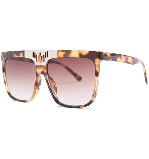 Square Hot New Fashion Large Frame Luxury Brand Design Women Sunglasses UV400 - Yellow&leopard - CO18NE5RT9U $10.81