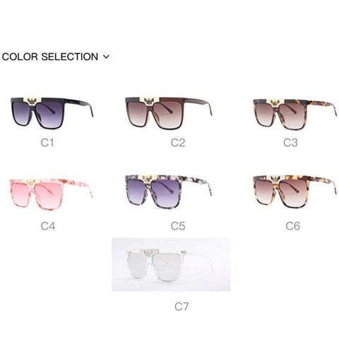 Square Hot New Fashion Large Frame Luxury Brand Design Women Sunglasses UV400 - Yellow&leopard - CO18NE5RT9U $10.81