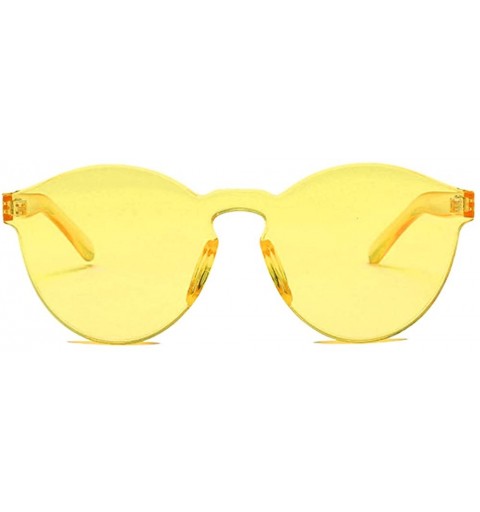 Oversized Transparent One Piece Rimless Sunglasses - Cute Candy Tinted Eyewear - Yellow - CP18OYUHLKS $20.62