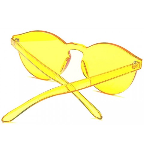 Oversized Transparent One Piece Rimless Sunglasses - Cute Candy Tinted Eyewear - Yellow - CP18OYUHLKS $10.79