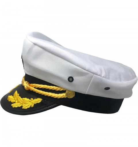 Aviator Authentic White Yacht Skipper Sailor Captain's Hat with Silver Aviator Sunglasses - CV195OEN3RX $12.59
