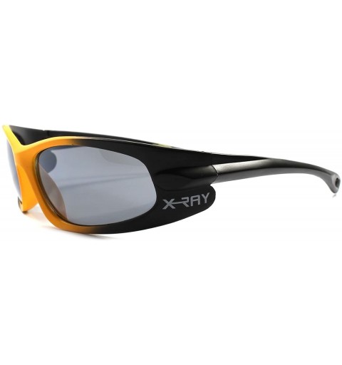 Wrap Motorcycle Riding Biker Wrap Around Rectangle Mens Sport Sun glasses - Black & Orange - CW189RG0XL9 $13.04