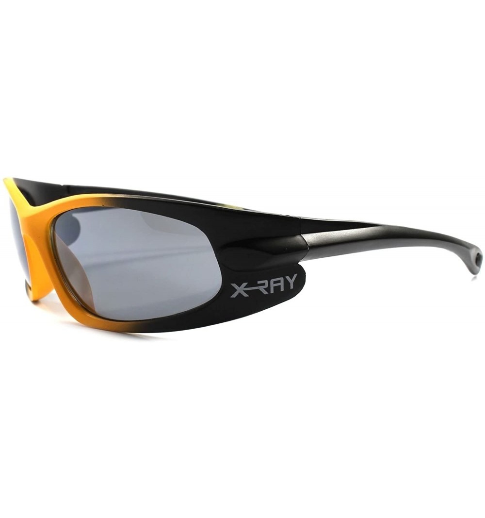 Wrap Motorcycle Riding Biker Wrap Around Rectangle Mens Sport Sun glasses - Black & Orange - CW189RG0XL9 $13.04