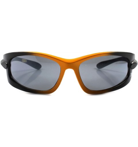 Wrap Motorcycle Riding Biker Wrap Around Rectangle Mens Sport Sun glasses - Black & Orange - CW189RG0XL9 $13.04