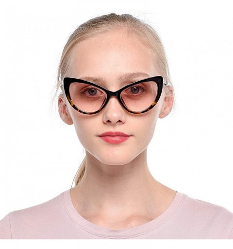 Butterfly Womens Oversized Fashion Cat Eye Eyeglasses Frame Large Reading Glasses - Leopard Frame / Tea Lens - CM18WAY34YZ $1...