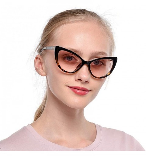 Butterfly Womens Oversized Fashion Cat Eye Eyeglasses Frame Large Reading Glasses - Leopard Frame / Tea Lens - CM18WAY34YZ $1...