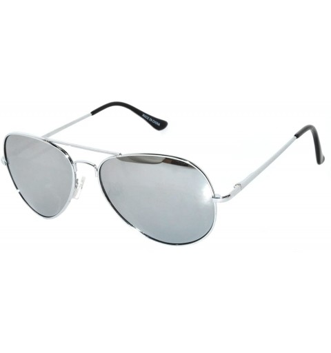 Aviator Colored Metal Frame with Full Mirror Lens Spring Hinge - Silver_silver_mirror_lens - CY122DMR093 $21.37
