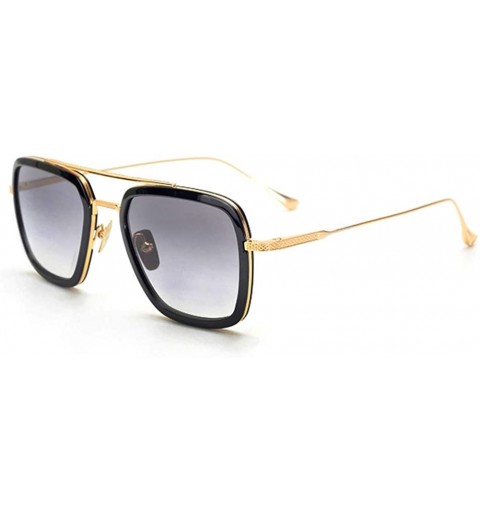 Square Vintage Aviator Sunglasses Classic Glasses - Gold - C518W6H577S $8.54