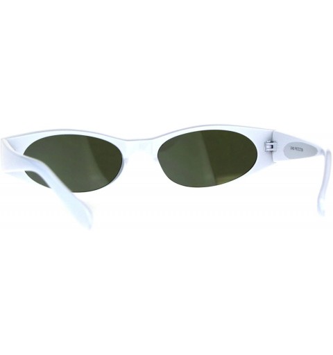 Oval Womens Super Slim Sunglasses Oval Frame Modern Style Shades Mirror Lens - White (Purple Mirror) - CL180ZALWY3 $12.54