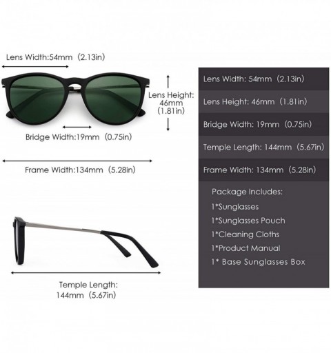Round Retro Polarized Sunglasses for Men Women Vintage Designer Style Shades - Matte Black Frame / Polarized Green Lens - CQ1...