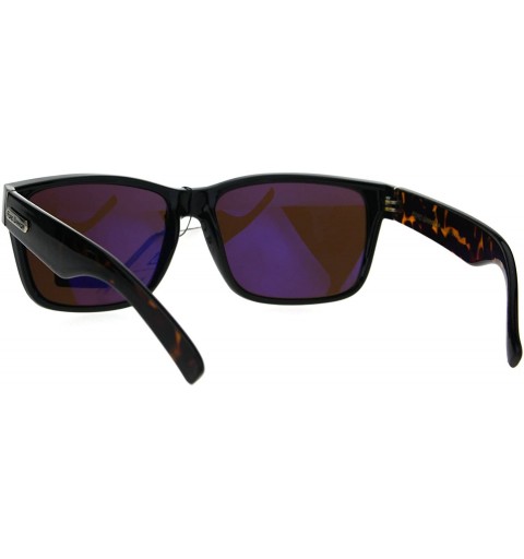 Sport Mens HD Lens Rectangular Horn Rim Plastic Sport Sunglasses - Black Tortoise - CW18729SZLE $11.53