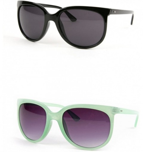 Wayfarer Fashion Wayfarer Round style Vintage Sunglasses P2091 - 2 Pcs Black-smoke & Palegreen-gradientsmoke - CU11W9RQFFN $2...
