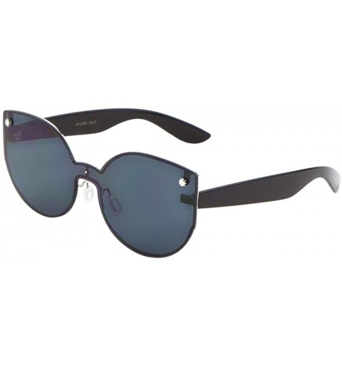 Oversized Womens Fashion Cat Eye Sunglasses Rimless Mono Block One Piece Lens - Black - CG17YG7EDXH $9.92