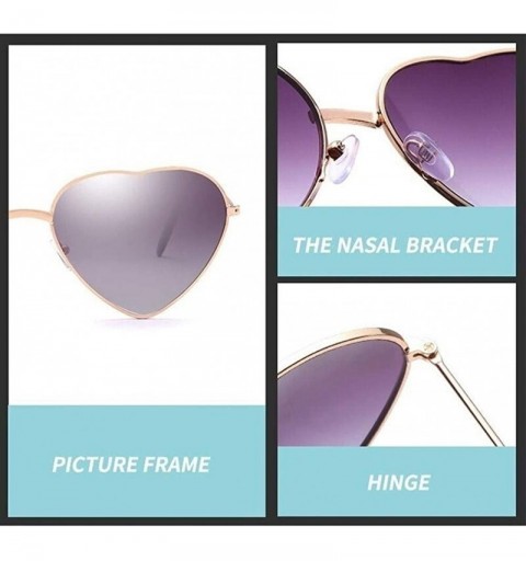 Cat Eye Retro Cat Eye Heart Sunglasses Women Metal Frame Mirror UV400 Sun Glasses Female Brand Designer Vintage - Purple - C7...