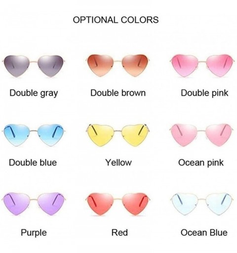 Cat Eye Retro Cat Eye Heart Sunglasses Women Metal Frame Mirror UV400 Sun Glasses Female Brand Designer Vintage - Purple - C7...