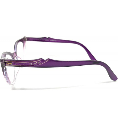 Semi-rimless Cateye or High Pointed Eyeglasses or Sunglasses - Purple Fade Frame Clear - C812792564N $8.58