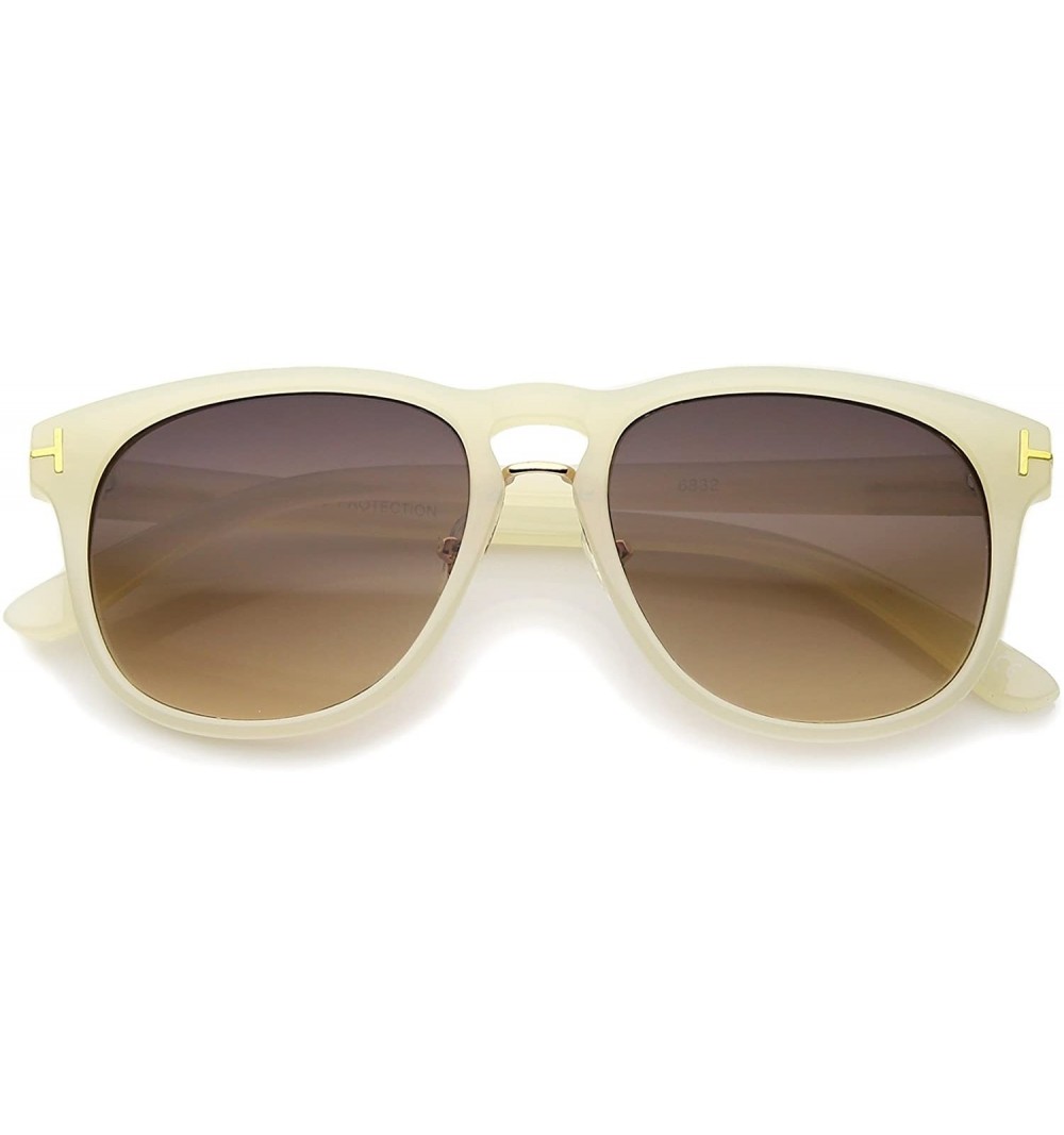Wayfarer Modern Casual Teardrop Shaped Lens Keyhole Horn Rimmed Sunglasses 53mm - Creme-gold / Lavender - CW12JP6FRNB $8.28