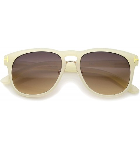 Wayfarer Modern Casual Teardrop Shaped Lens Keyhole Horn Rimmed Sunglasses 53mm - Creme-gold / Lavender - CW12JP6FRNB $8.28