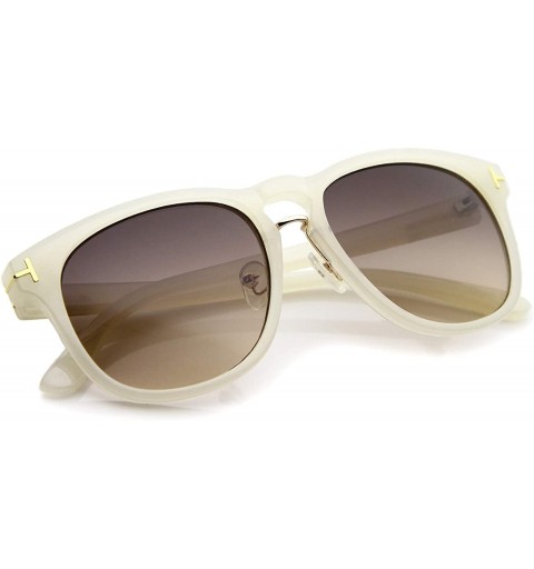 Wayfarer Modern Casual Teardrop Shaped Lens Keyhole Horn Rimmed Sunglasses 53mm - Creme-gold / Lavender - CW12JP6FRNB $8.28