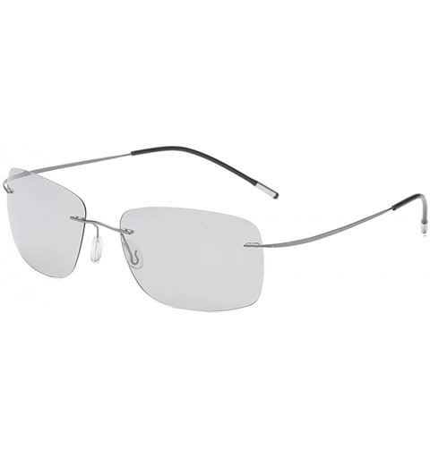 Rimless B Titanium Photochromic Polarized Rimless Sunglasses Extreme Discoloration 9.9 g Only - Gray - CB18X40ADEC $56.18