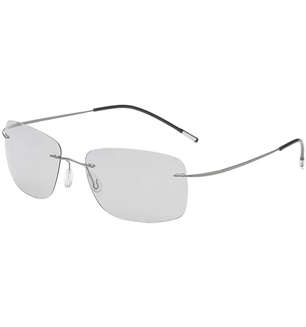 Rimless B Titanium Photochromic Polarized Rimless Sunglasses Extreme Discoloration 9.9 g Only - Gray - CB18X40ADEC $33.44