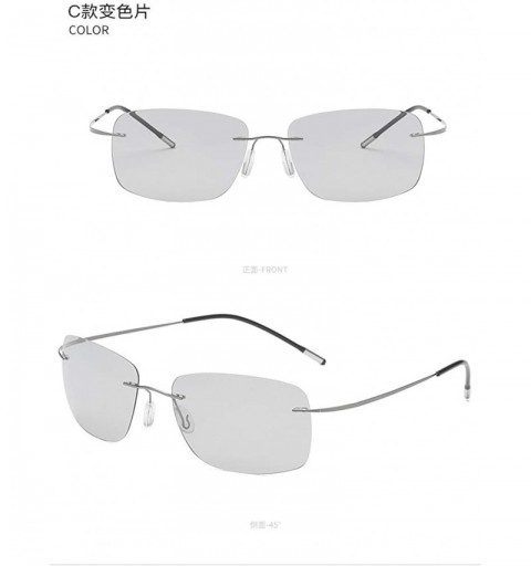 Rimless B Titanium Photochromic Polarized Rimless Sunglasses Extreme Discoloration 9.9 g Only - Gray - CB18X40ADEC $33.44