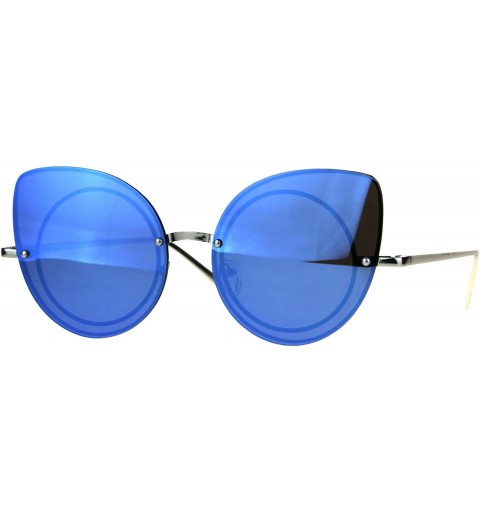 Cat Eye Womens Gradient Hippie Cat Eye Flat Lens Groovy Sunglasses - Blue Mirror - CF18844A3KM $13.01