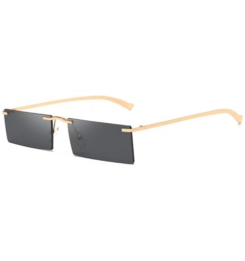 Rimless 2019 New Lady Fashion Metal Rimless Frame Square Sunglasses Small Frame Party Sun Glasses UV400 - Grey - C018QRD6D95 ...