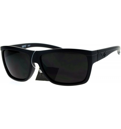 Rectangular Men's Flat Top Sporty Rectangular Skater Shade Sunglasses - Matte Black - CE11KFUY54T $11.82