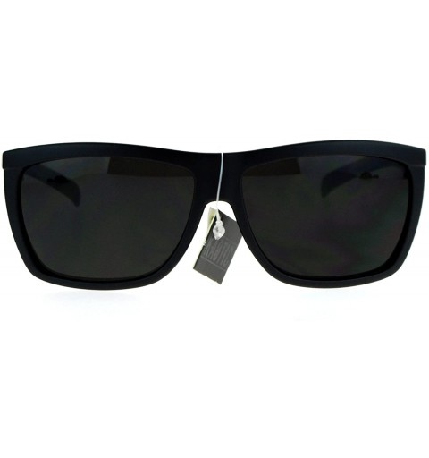 Rectangular Men's Flat Top Sporty Rectangular Skater Shade Sunglasses - Matte Black - CE11KFUY54T $11.82