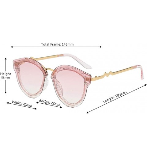 Oval Unisex Retro Cat Eye Metal Frame Oversized Plastic Lenses Sunglasses - Pink - CD18N0ZICGZ $11.34