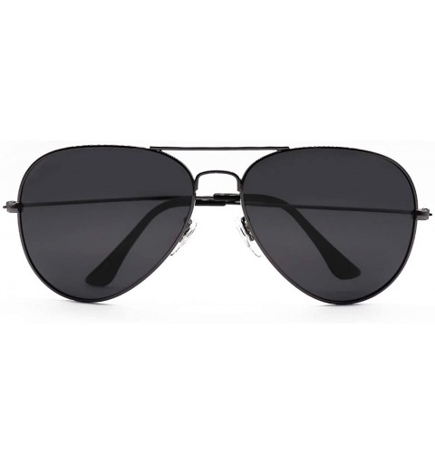 Rectangular Classic Oversized Aviator Sunglasses for Men Polarized Metal Frame UV400 Protection - Gun - CD196WYTU5S $13.89