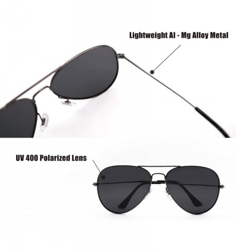 Rectangular Classic Oversized Aviator Sunglasses for Men Polarized Metal Frame UV400 Protection - Gun - CD196WYTU5S $13.89