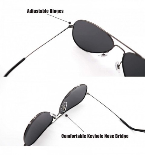 Rectangular Classic Oversized Aviator Sunglasses for Men Polarized Metal Frame UV400 Protection - Gun - CD196WYTU5S $13.89