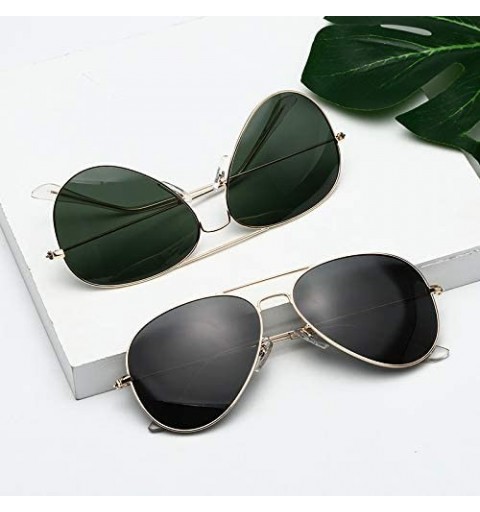 Rectangular Classic Oversized Aviator Sunglasses for Men Polarized Metal Frame UV400 Protection - Gun - CD196WYTU5S $13.89