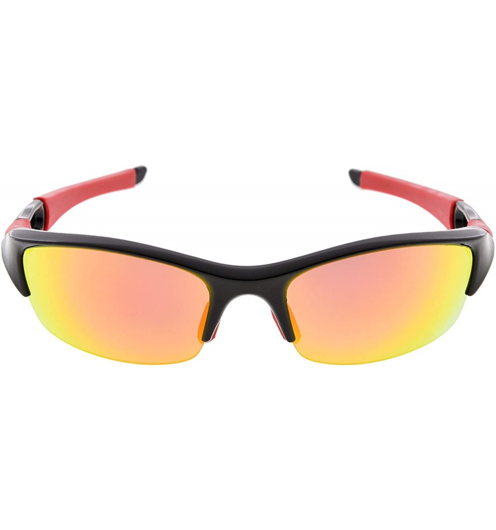 Sport Unbreakable Polycarbonate Half Rimless Sunglasses - Black/Red Mirror - C917Y00OEDC $16.72